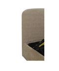 Beige fabric car seat cover with a pocket on a white background