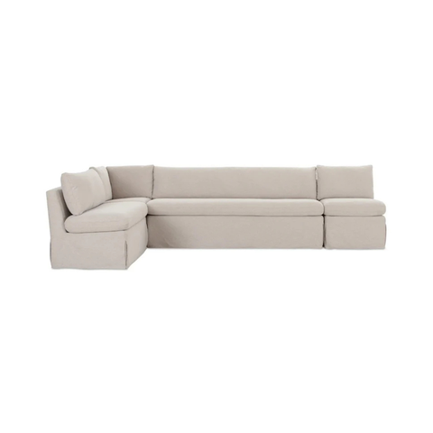 Fable Slipcover Dining Banquette L-Shape Beige 125.5 in.
