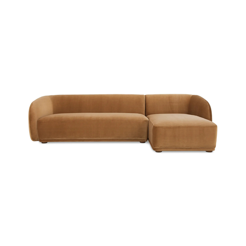 Faye Right Sectional Tan Faux Mohair