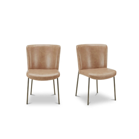 Early Dining Chair Tan Leather-Set Of Two