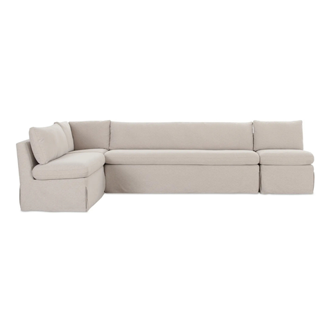 Fable Slipcover Dining Banquette L-Shape Beige 125.5 in.