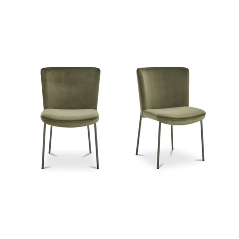 Early Dining Chair Faux Green Mohair-Set Of Two