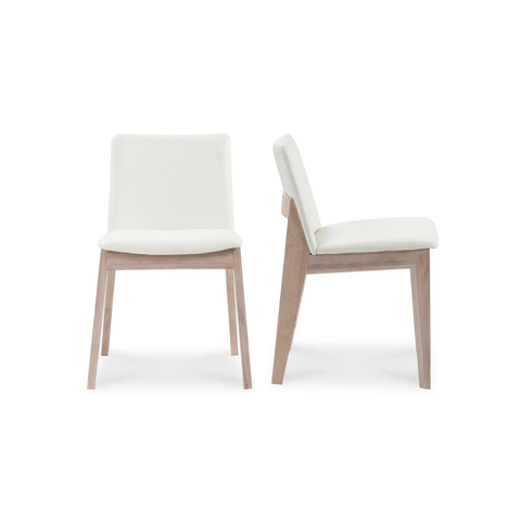 Deco Oak Dining Chair Cream White PVC - Set Of Two