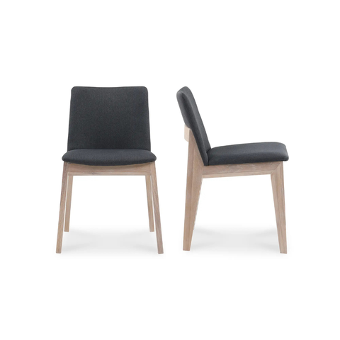 Deco Oak Dining Chair Dark Grey - Set Of Two