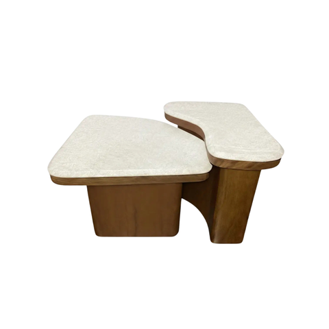 Abi Nesting Coffee Table Beige Cosmos Marble