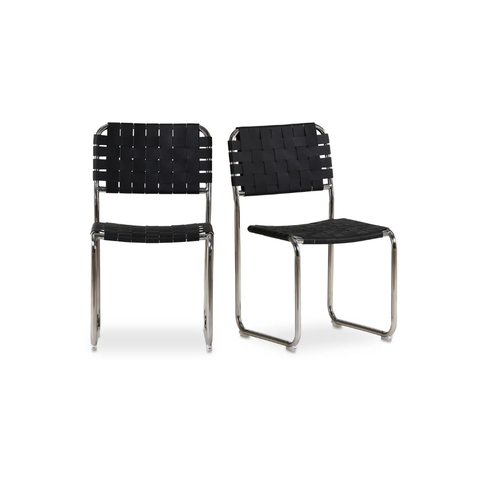 Moma Stainless Steel Dining Chair Black Leather - Set Of Two