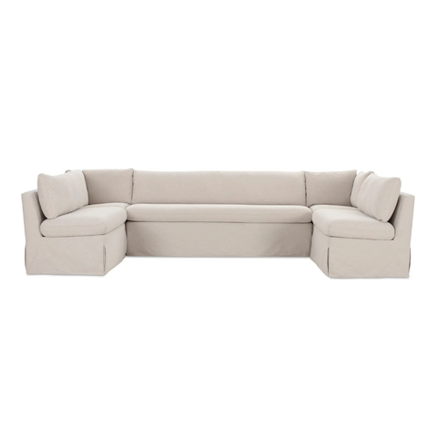 Fable Slipcover Dining Banquette U-Shape Beige 129 in.