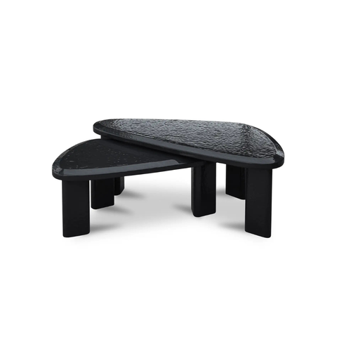 Sophie Outdoor Nesting Table Set Charcoal Lacquer