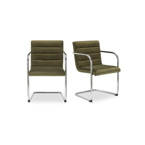 Pedro Dining Chair Green Mohair Set of Two