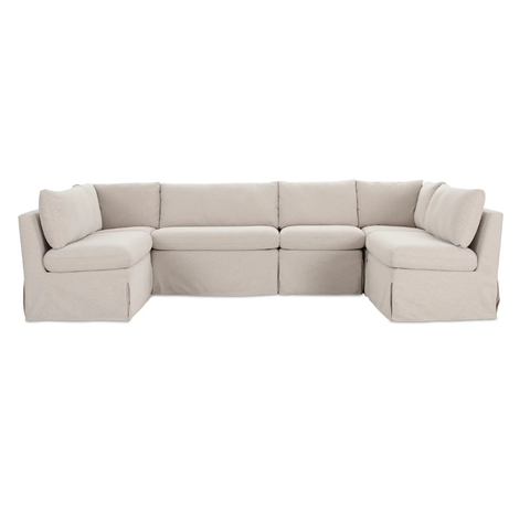 Fable Slipcover Dining Banquette U-Shape Beige 121 in.