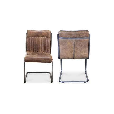 Ansel Dining Chair Grazed Brown Leather - Set Of Two
