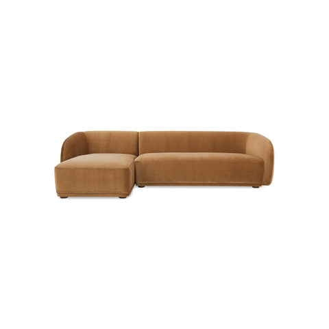 Faye Left Sectional Tan Faux Mohair