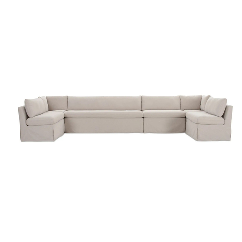 Fable Slipcover Dining Banquette U-Shape Beige 168 in.