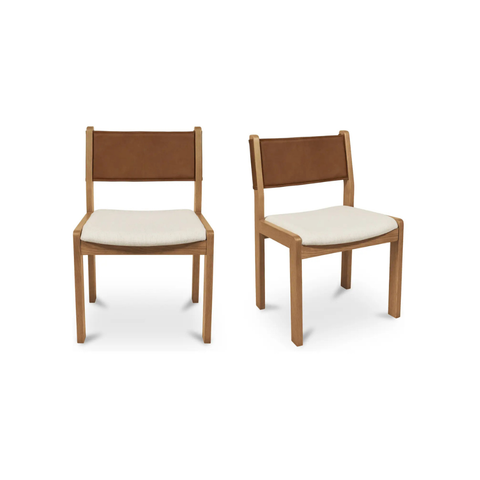 Carol Dining Chair Tan Leather Set of Two