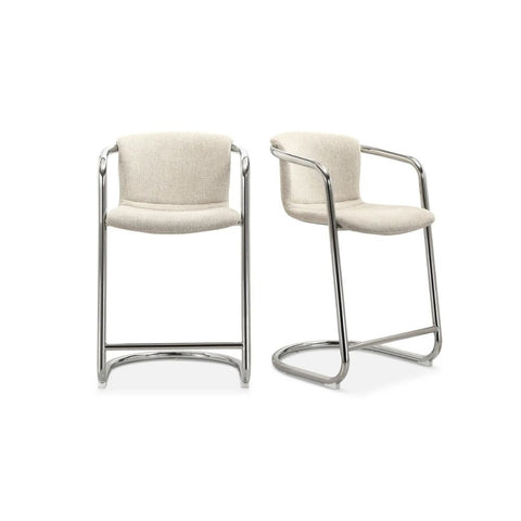 Freeman Chrome Frame Counter Stool Blended Cream - Set Of Two