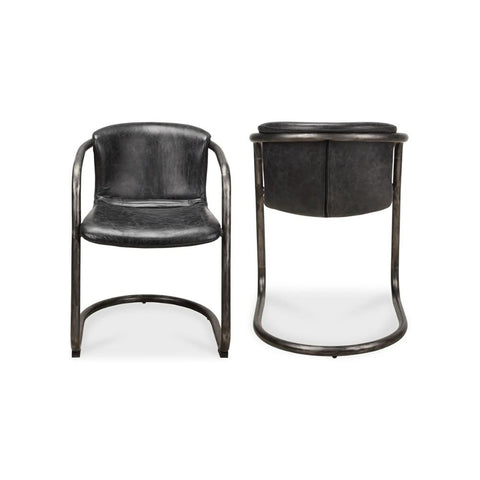 Freeman Dining Chair Onyx Black Leather - Set Of Two