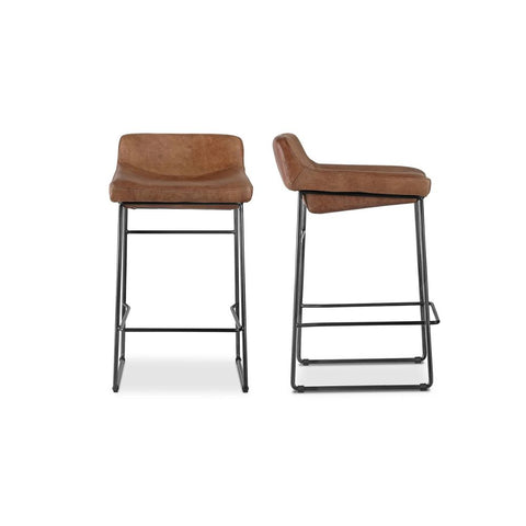 Starlet Counter Stool Open Road Brown Leather - Set Of Two