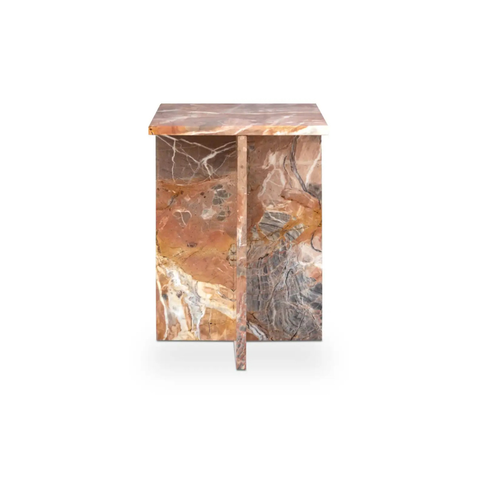 Blair Accent Table Orange Levante Marble