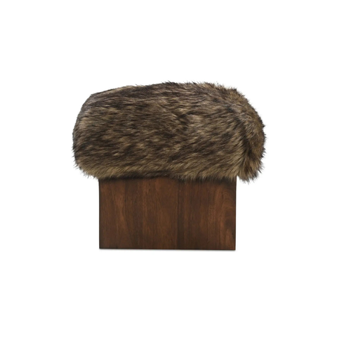 Serge Ottoman Brown Faux Fur