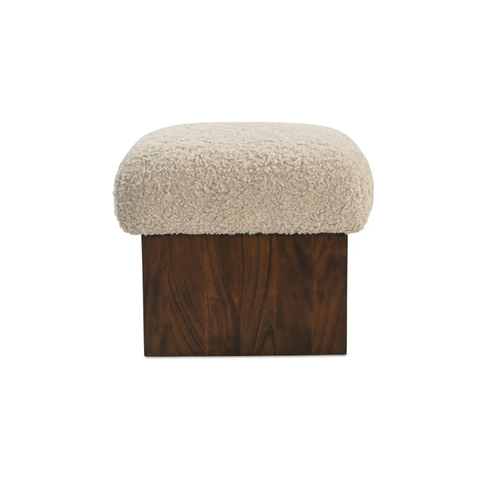 Serge Ottoman Cream Faux Shearling