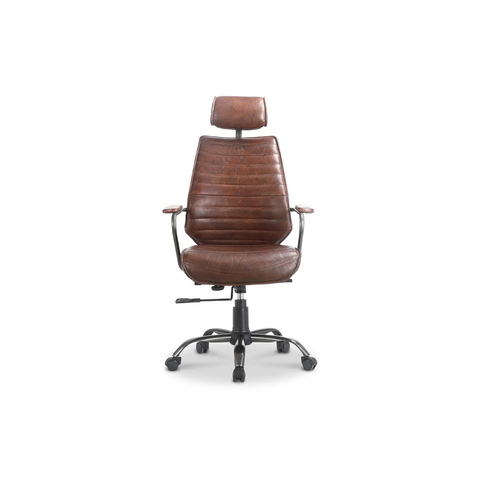 Executive Office Chair Dark Brown Leather