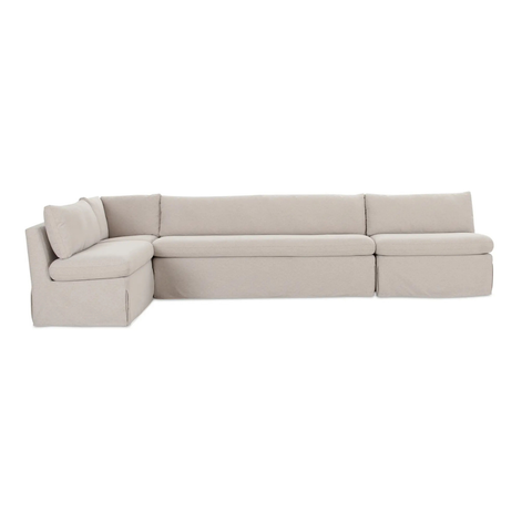 Fable Slipcover Dining Banquette L-Shape Beige 139.5 in.