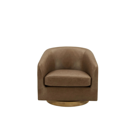 Oscy Leather Swivel Chair Tan