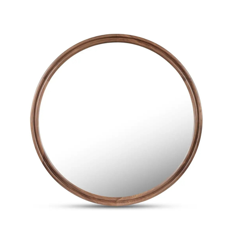 Alcott Large Round Mirror Walnut