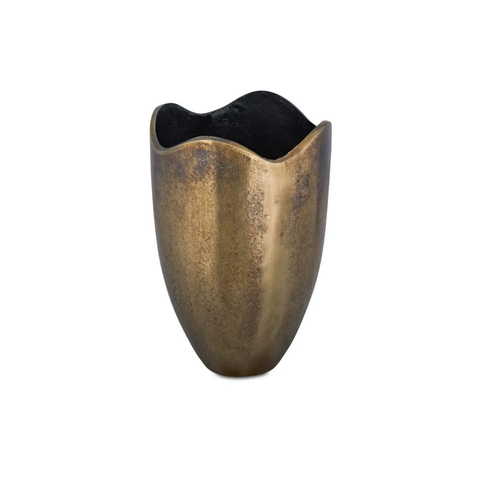 Athena Cast Aluminum Vase Antique Brass