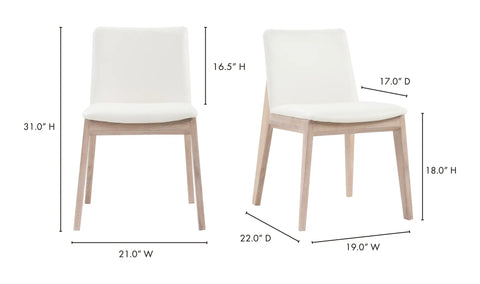 Deco Oak Dining Chair Cream White PVC - Set Of Two
