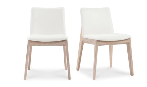Deco Oak Dining Chair Cream White PVC - Set Of Two