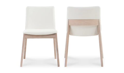 Deco Oak Dining Chair Cream White PVC - Set Of Two