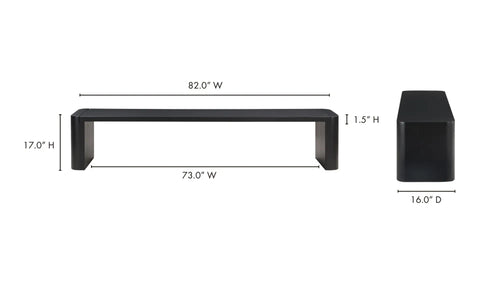 Post Large Dining Bench Black
