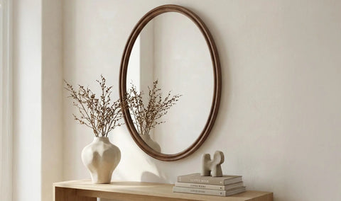 Alcott Oval Mirror Walnut