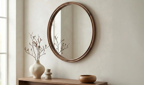 Alcott Small Round Mirror Walnut