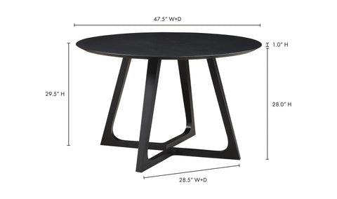 Godenza Round Dining Table Black