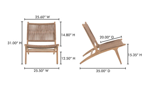 Palma Outdoor Lounge Chair Warm Brown