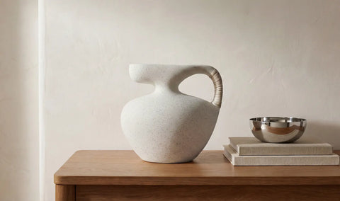 Vila 9.5In Sculptural Vessel Cream White