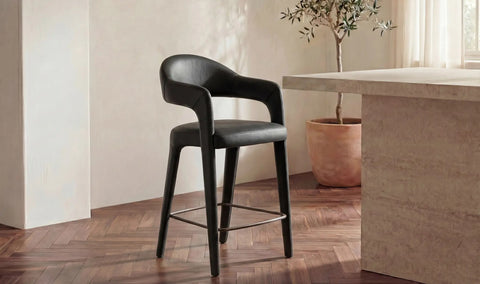 Martens Counter Stool Black Leather