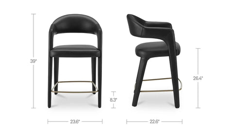 Martens Counter Stool Black Leather