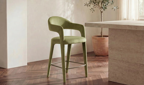 Martens Counter Stool Green Velvet