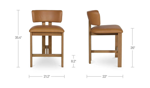 Morel Counter Stool Brown Leather