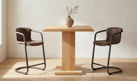 Freeman Counter Stool Grazed Brown Leather - Set Of Two