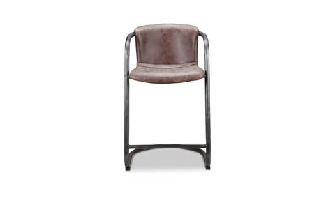 Freeman Counter Stool Grazed Brown Leather - Set Of Two