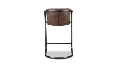 Freeman Counter Stool Grazed Brown Leather - Set Of Two