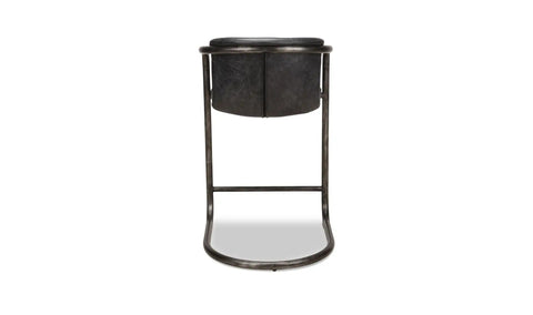 Freeman Counter Stool Onyx Black Leather - Set Of Two