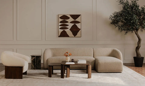 Faye Left Sectional Beige Boucle