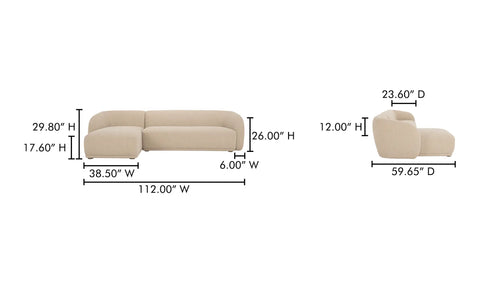 Faye Left Sectional Beige Boucle