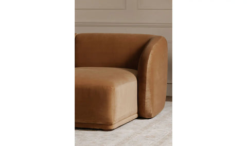 Faye Left Sectional Tan Faux Mohair