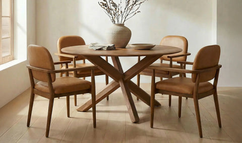 Norrie Dining Chair Brown Leather